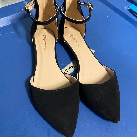Dream Pairs Shoes - EUC Dream Paris Ankle Strap Pointed Flats Black
